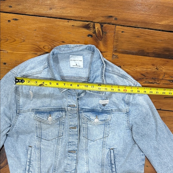 Celebrity Pink Light Blue Denim Distressed Cropped Jacket Size XL Extra Large - Picture 6 of 8